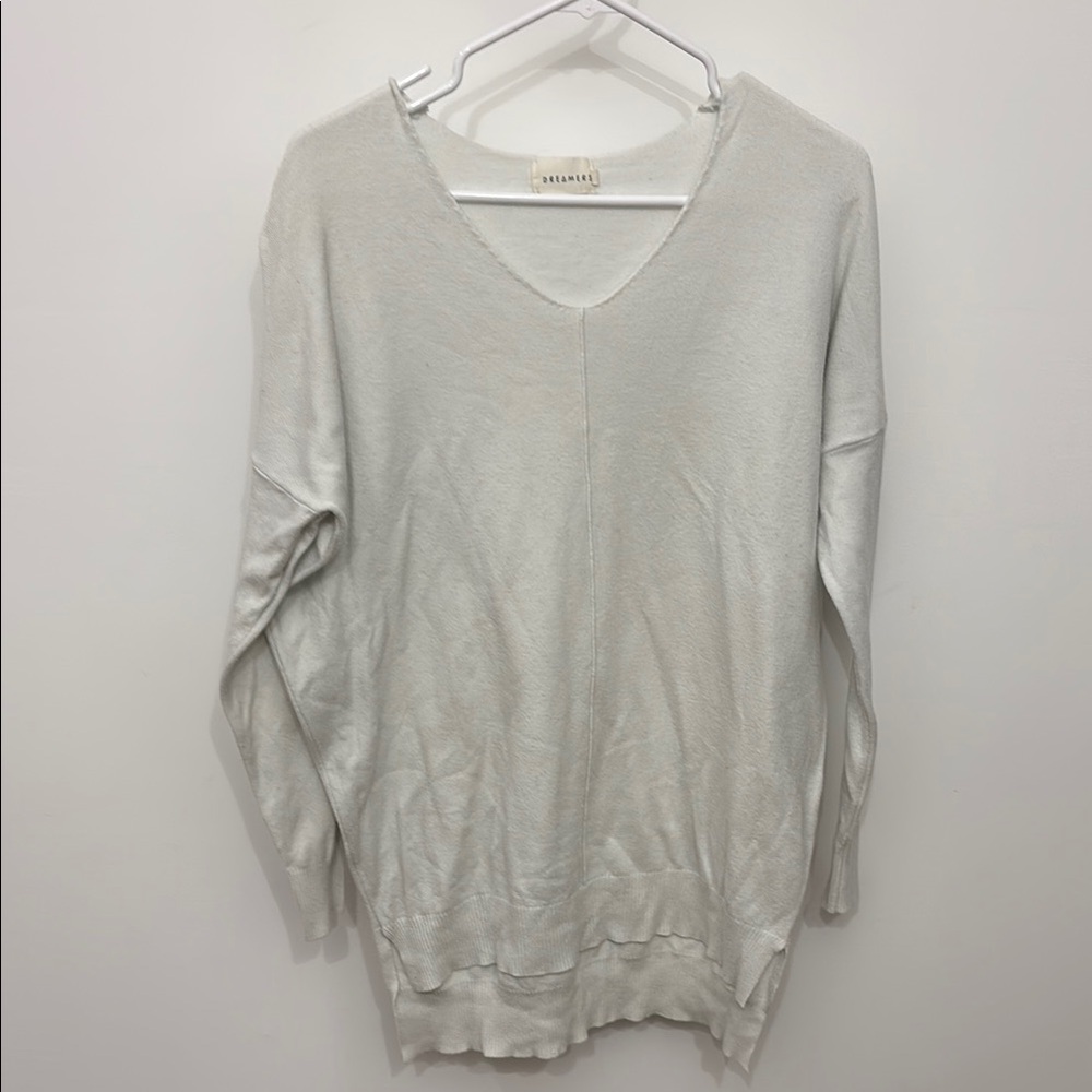 Dreamers Cream V-Neck Sweater Soft Knit Relaxed Fit